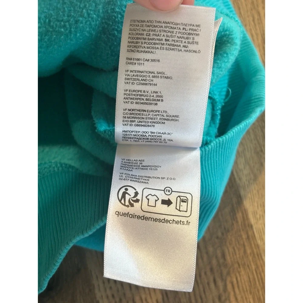 The North Face Hoodie Mens Large Teal Blue Pullover Graphic Logo Excellent
